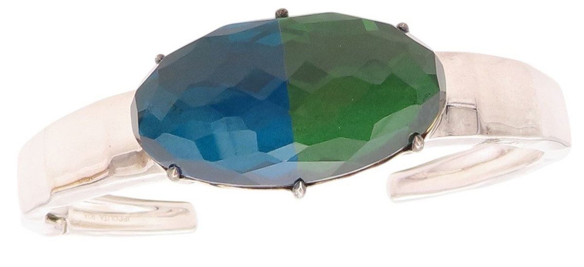 10k Gold 925 Sterling Silver Vintage Bracelet OPPOLITA Gemstone Cuff  BT11338