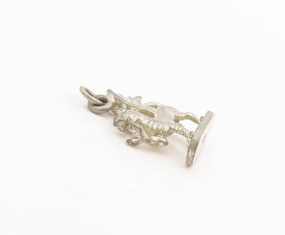 925 Sterling Silver Vintage Pendant Etched Welsh Dragon Of Wales Charm  PT25262