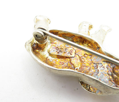925 Sterling Silver  Vintage Sculpted Elephant Motif Animal Brooch Pin  BP1214