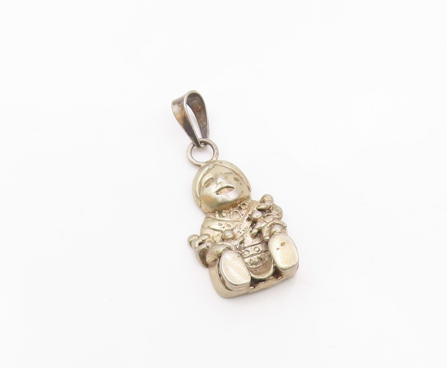 MEXICO 925 Sterling Silver  Vintage Dark Tone Sitting Old Lady Pendant  PT7857