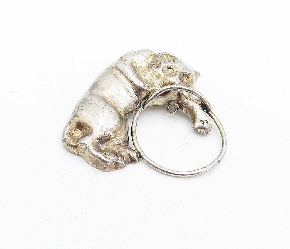 MEXICO 925 Sterling Silver  Vintage Shiny Playful Cat Motif Brooch Pin  BP1956