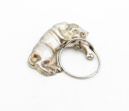 MEXICO 925 Sterling Silver  Vintage Shiny Playful Cat Motif Brooch Pin  BP1956