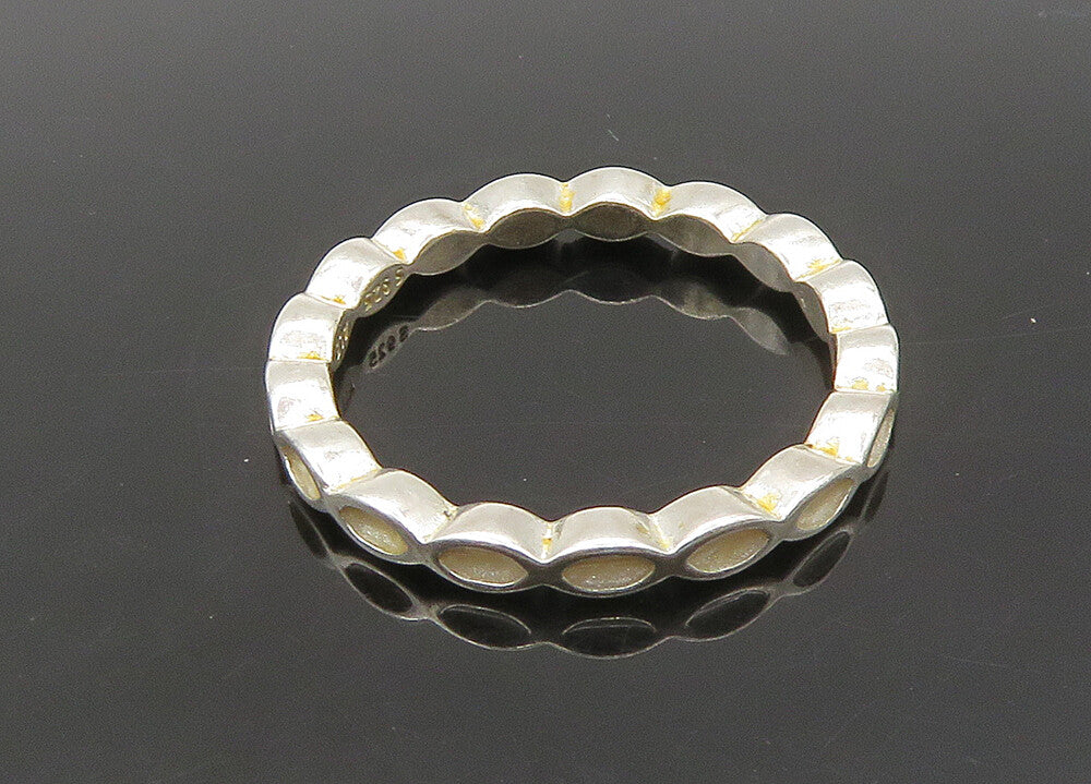 PANDORA 925 Sterling Silver  Vintage Shiny Fluted Band Ring Sz 8.5  RG21887