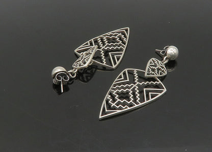 925 Sterling Silver  Vintage Shiny Open Pattern Dangle Earrings  EG11347