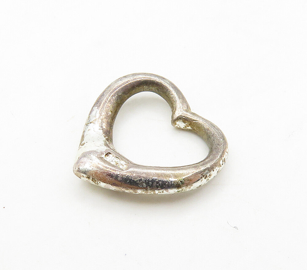 925 Sterling Silver  Vintage Petite Smooth Open Love Heart Pendant  PT12709
