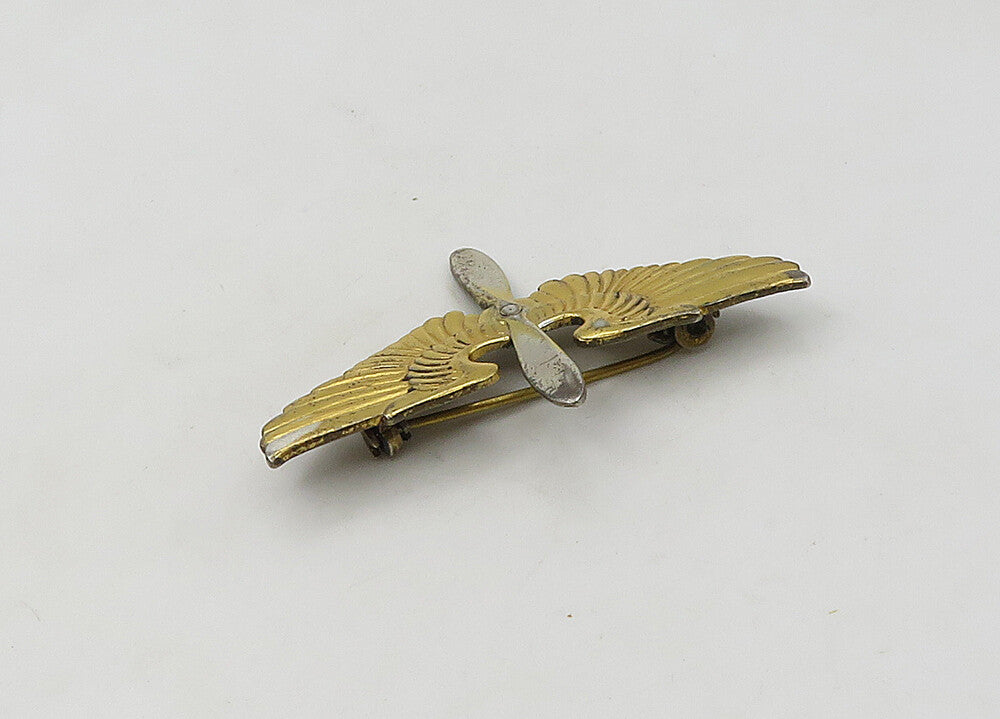 925 Sterling Silver  Vintage United States Military 2 Tone Brooch Pin  BP8383