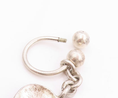 925 Sterling Silver Vintage Keychain Solid Good Luck Leaf Clover Design  TR4016