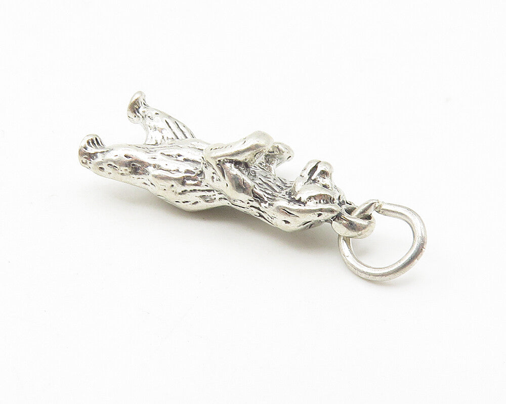 925 Sterling Silver  Vintage Petite Shiny Standing Bear Drop Pendant  PT8796