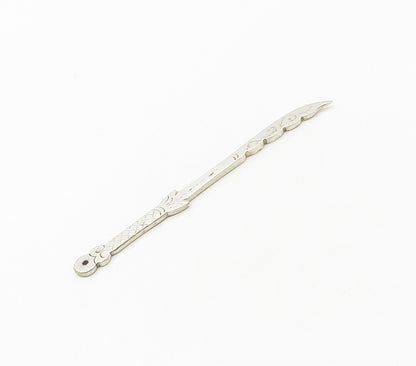 925 Sterling Silver  Vintage Shiny Etched Detail Sword Motif Pendant  PT12845