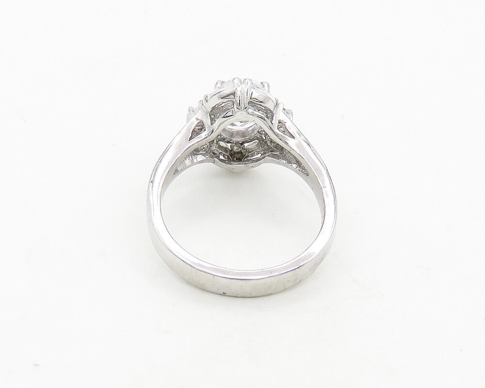 925 Sterling Silver  Vintage Sparkling Cubic Zirconia Band Ring Sz 8.5 RG19880