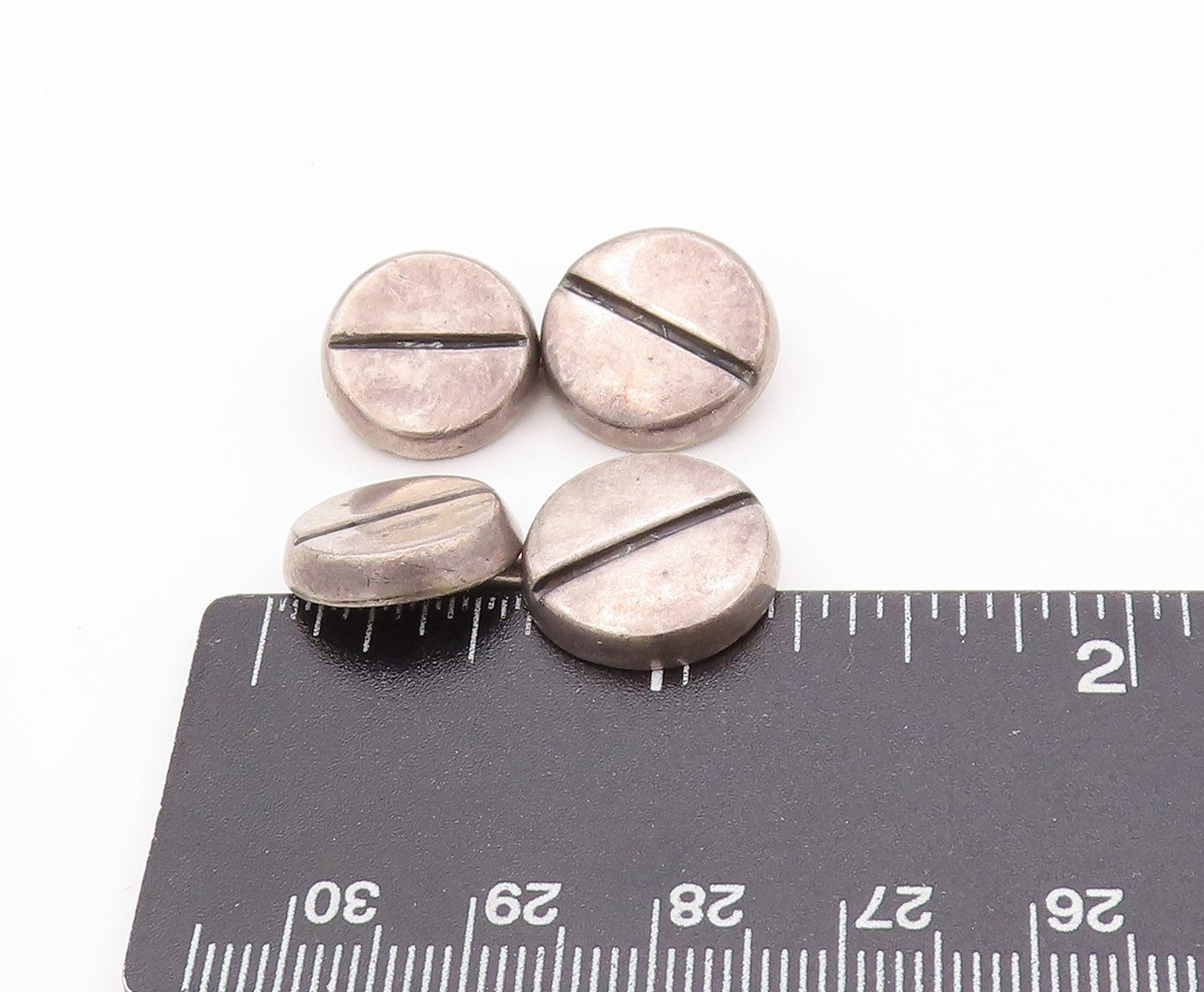 925 Sterling Silver Vintage Cuff Links MEXICO Nail Head Design Carved  TR3947