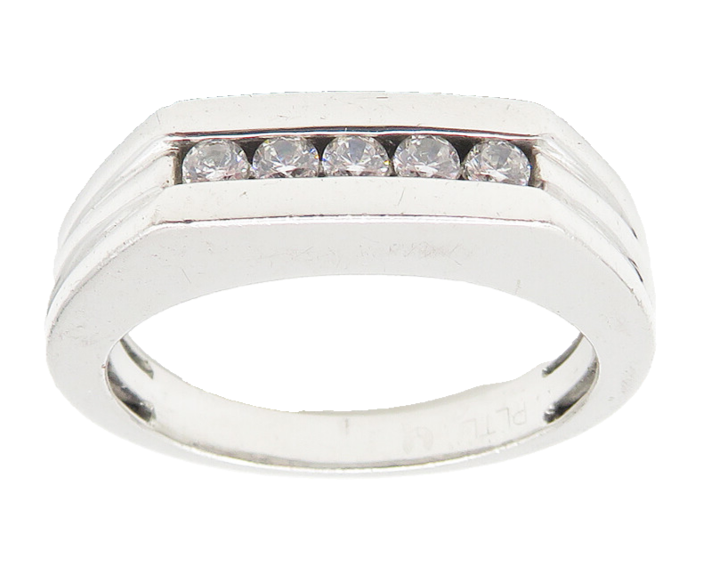 925 Sterling Silver  Sparkling Petite Topaz Square Band Ring Sz 10  RG10828