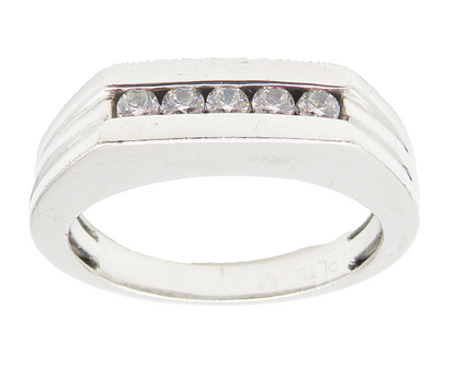 925 Sterling Silver  Sparkling Petite Topaz Square Band Ring Sz 10  RG10828