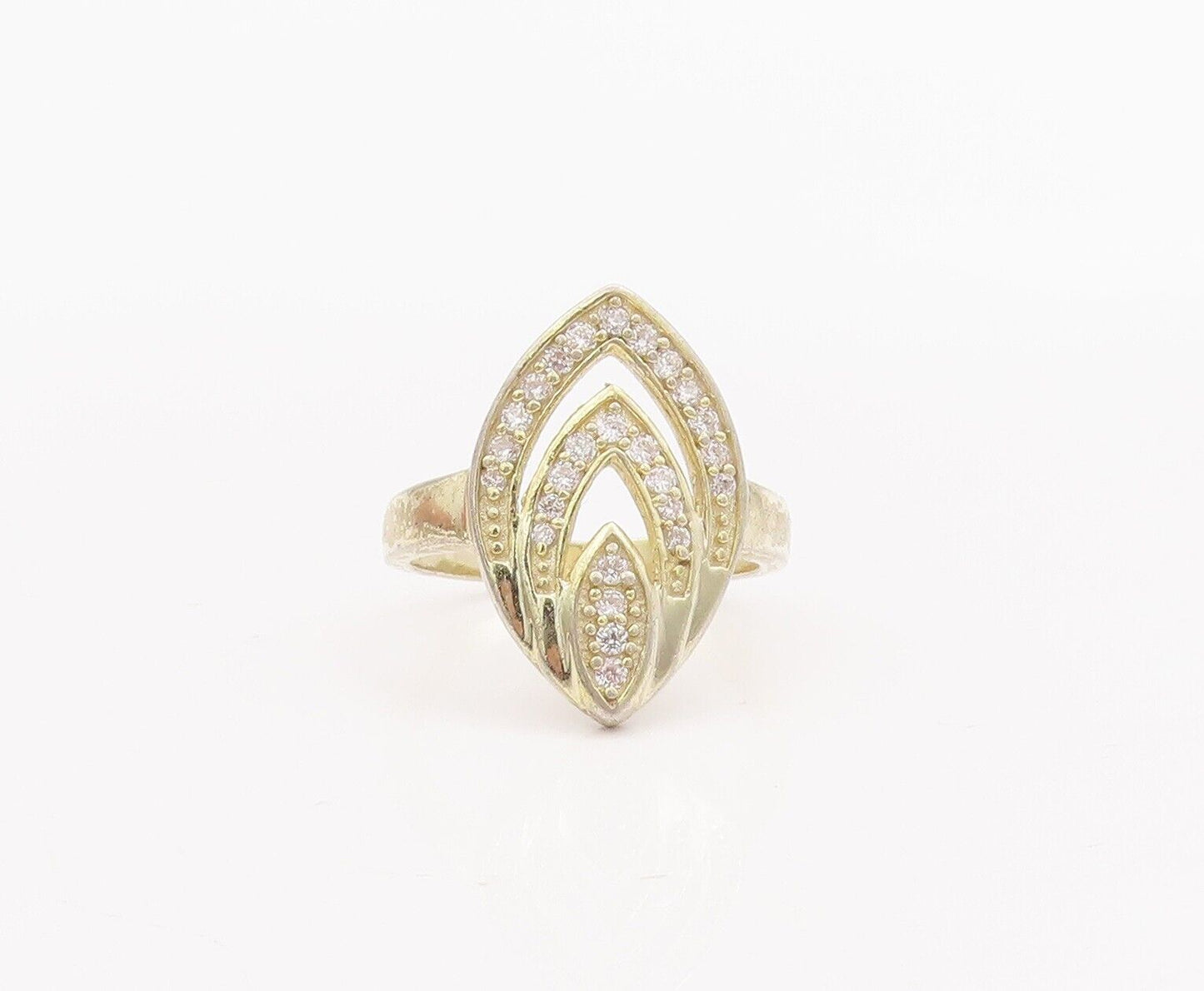 925 Sterling Silver Vintage Ring Cutout Leaf Tip Shape CZ Bands  Sz 7.5  RG28413