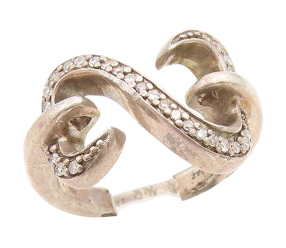 925 Sterling Silver Vintage Ring Genuine Diamonds Infinity Band  Sz 4.5  RG34909