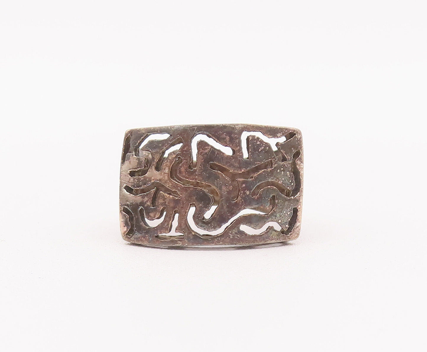 925 Sterling Silver Vintage Ring Solid Cutout Worms Like Design  Sz 8  RG28044