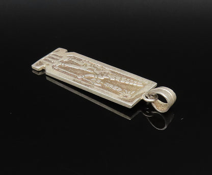 925 Sterling Silver  Vintage Carved Egyptian Pharoah Medal Pendant  PT21421