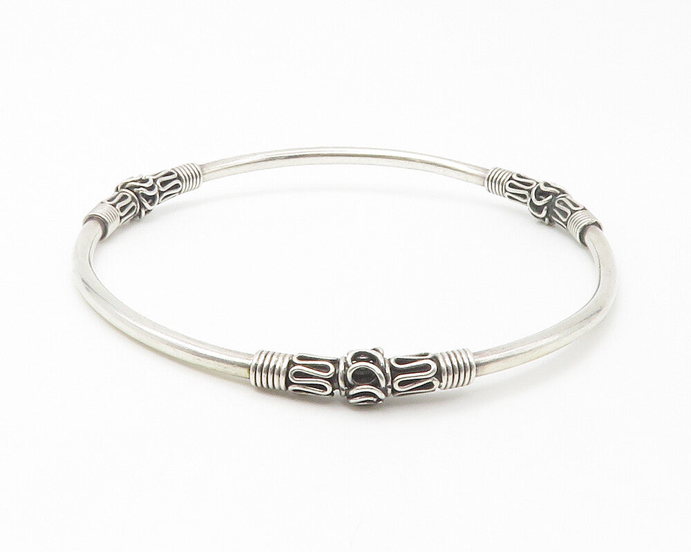 BALI 925 Sterling Silver  Vintage Swirl Wrapped Pattern Bangle Bracelet BT5655