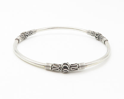 BALI 925 Sterling Silver  Vintage Swirl Wrapped Pattern Bangle Bracelet BT5655