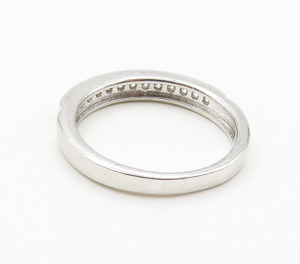 925 Sterling Silver  Sparkling Cubic Zirconia Smooth Band Ring Sz 6.5  RG15932
