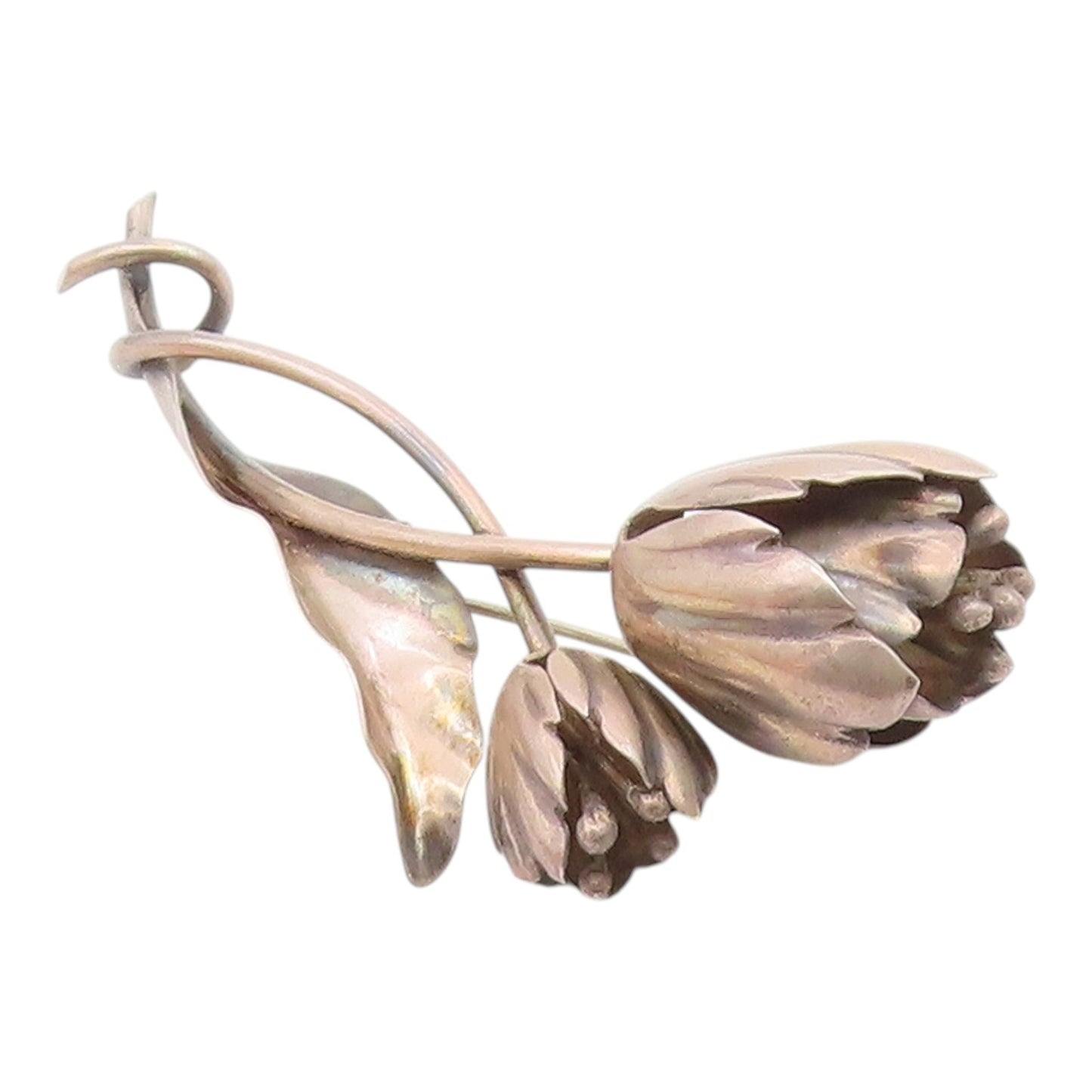 DAMASO GALLEGOS MEXICO 925 Silver  Vintage Blooming Flowers Brooch Pin  BP8256