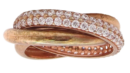 925 Sterling Silver Vintage Ring Rose Gold Plated CZ Inlay Rings  Sz 7  RG29881