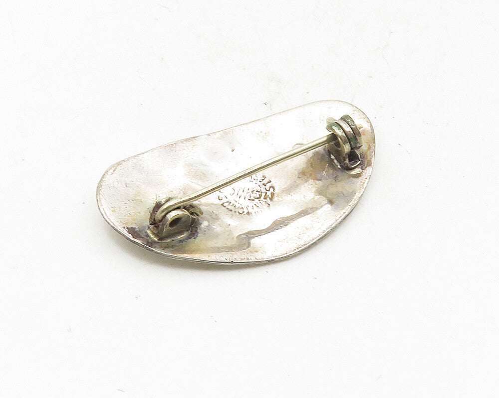 MEXICO 925 Sterling Silver  Vintage Abalone Dolphin Fish Brooch Pin  BP3842