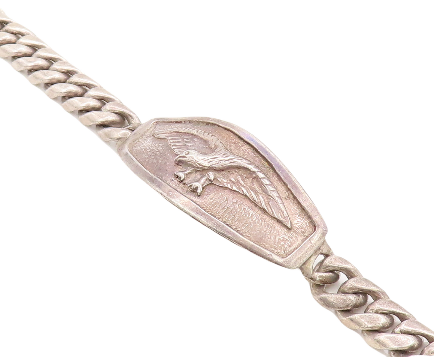 925 Sterling Silver Vintage Bracelet MEXICO Curb Linked Flying Bird  BT10957