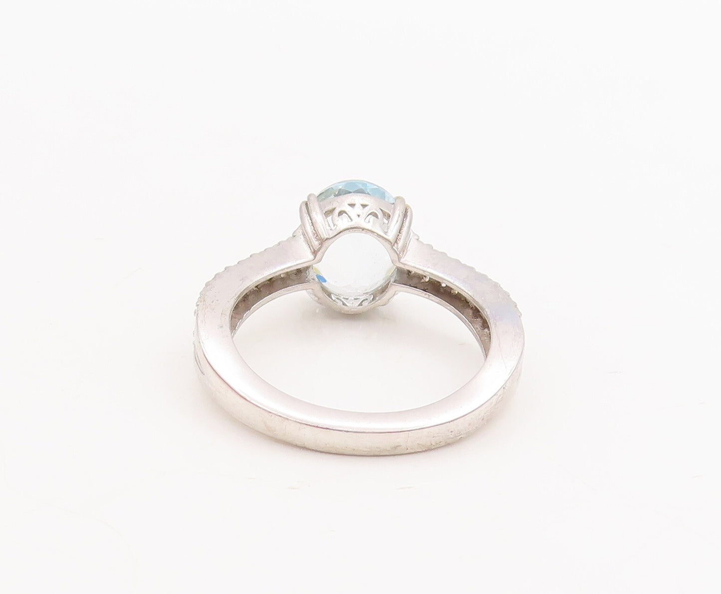 925 Sterling Silver Vintage Ring Split Band Two Tone Topaz  Sz 7  RG29209