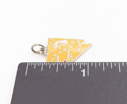 925 Sterling Silver Vintage Pendant Enameled Nevada State Map Charm  PT25388
