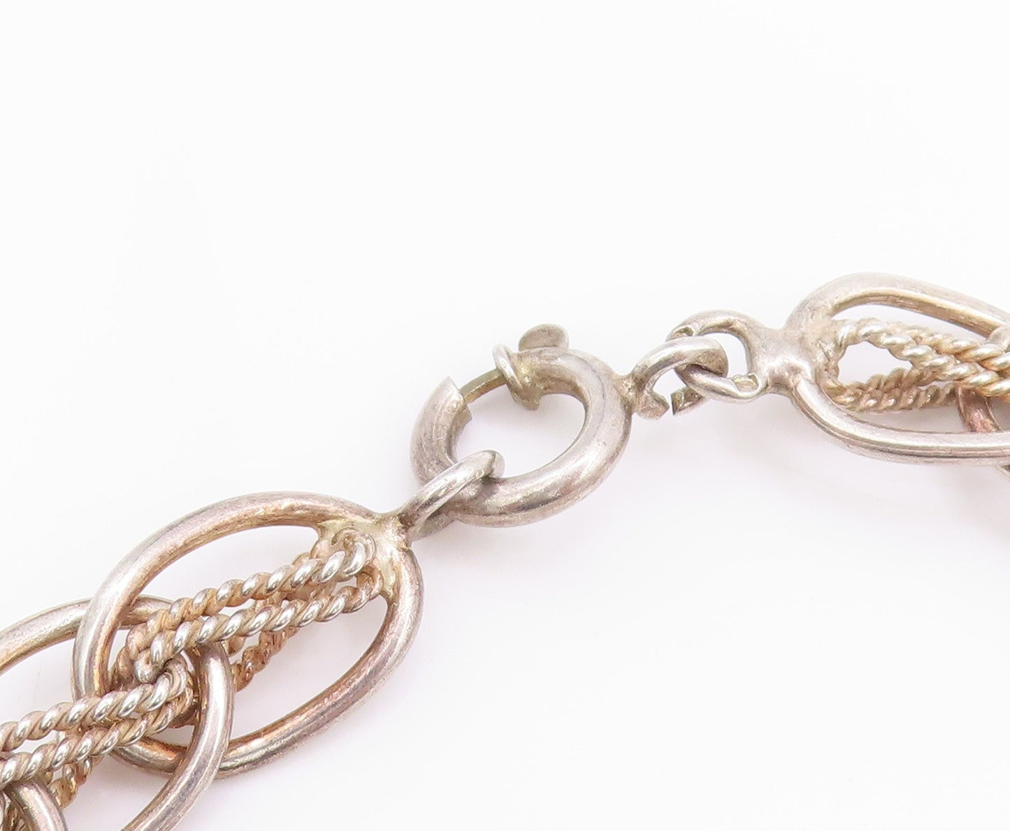 925 Sterling Silver Vintage Necklace EUROPE Interlocking Braided Chain NE4642