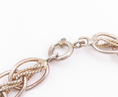 925 Sterling Silver Vintage Necklace EUROPE Interlocking Braided Chain NE4642