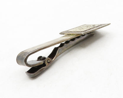 MEXICO 925 Sterling Silver  Vintage Mayan Aztec Sun Calendar Tie Clip  TR1950