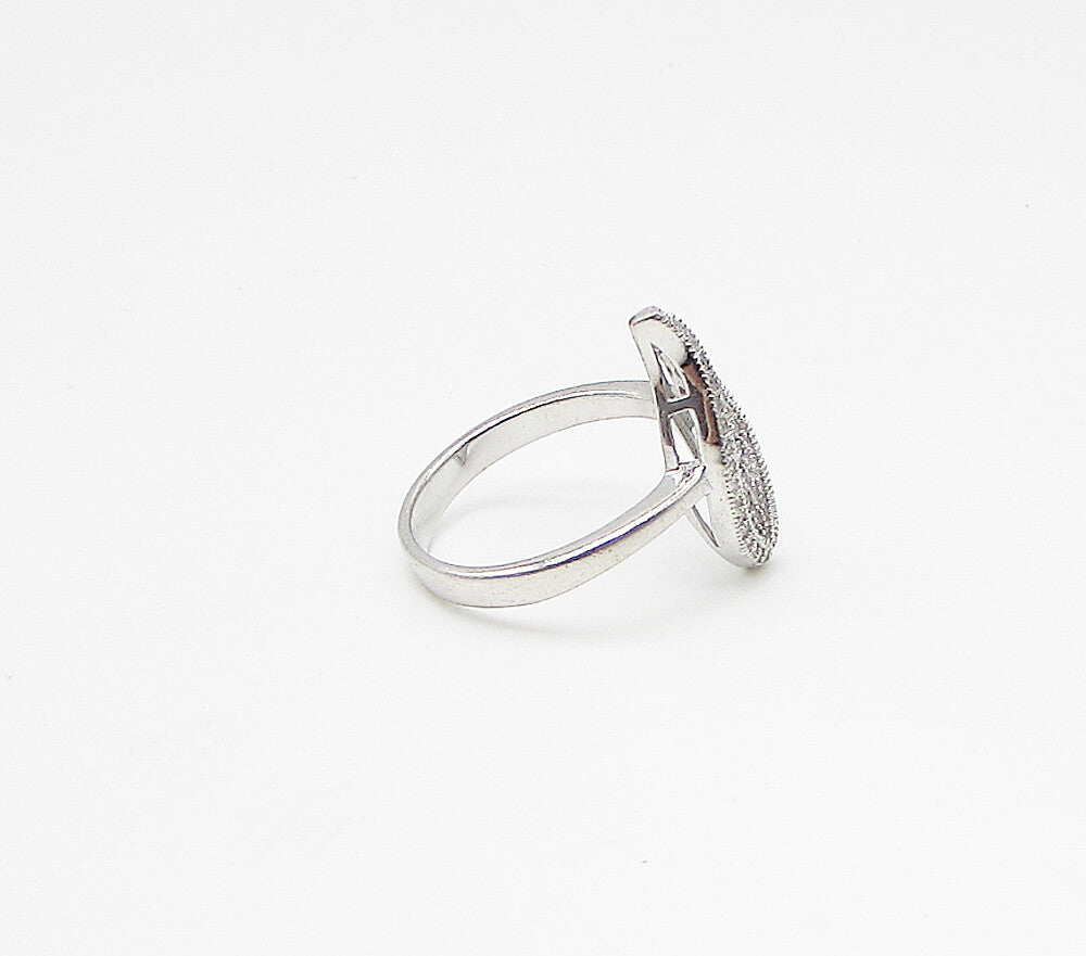 925 Sterling Silver  White Cubic Zirconia Leaf Cluster Ring Sz 8  RG3252