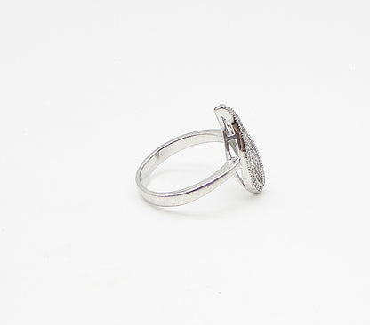 925 Sterling Silver  White Cubic Zirconia Leaf Cluster Ring Sz 8  RG3252