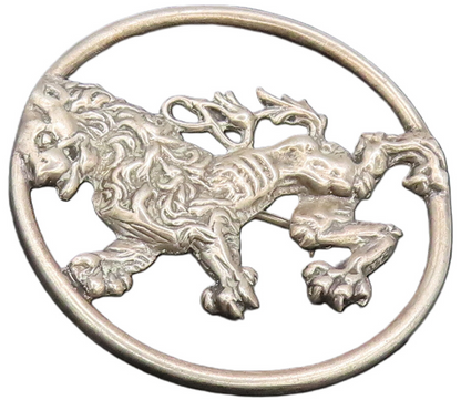 925 Sterling Silver  Vintage Designer Carved Tiger Round Brooch Pin  BP10340