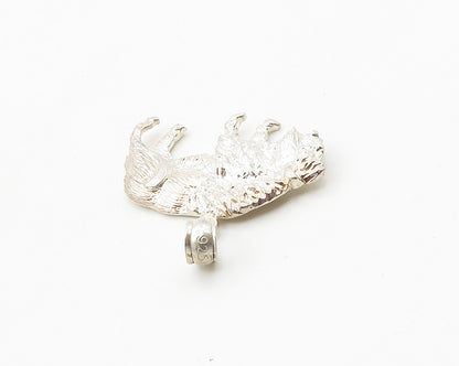 925 Sterling Silver  Vintage Shiny American Bison Animal Pendant  PT14972