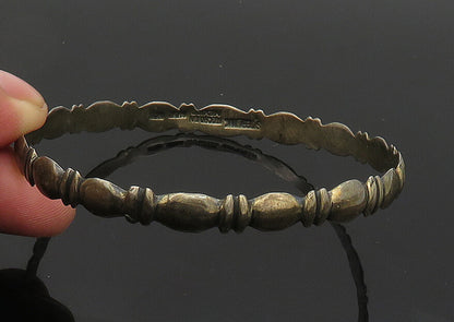 MEXICO 925 Silver  Vintage Dark Tone Fluted Pattern Bangle Bracelet  BT8222