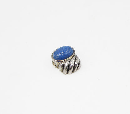 925 Sterling Silver  Vintage Bezel Set Sodalite Slider Pendant  PT2324