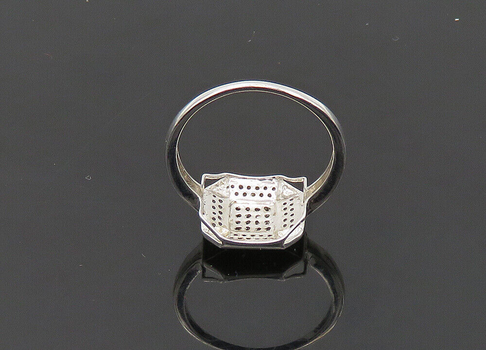 925 Sterling Silver  Vintage Genuine Diamonds Shiny Band Ring Sz 6.5  RG21132
