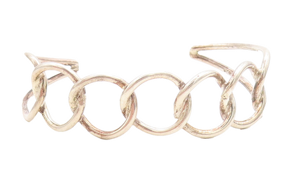 925 Sterling Silver Vintage Shiny Interlocking Design Cuff Bracelet BT2324