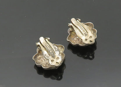 925 Sterling Silver  Vintage Cubic Zirconia Floral Non Pierce Earrings EG10356