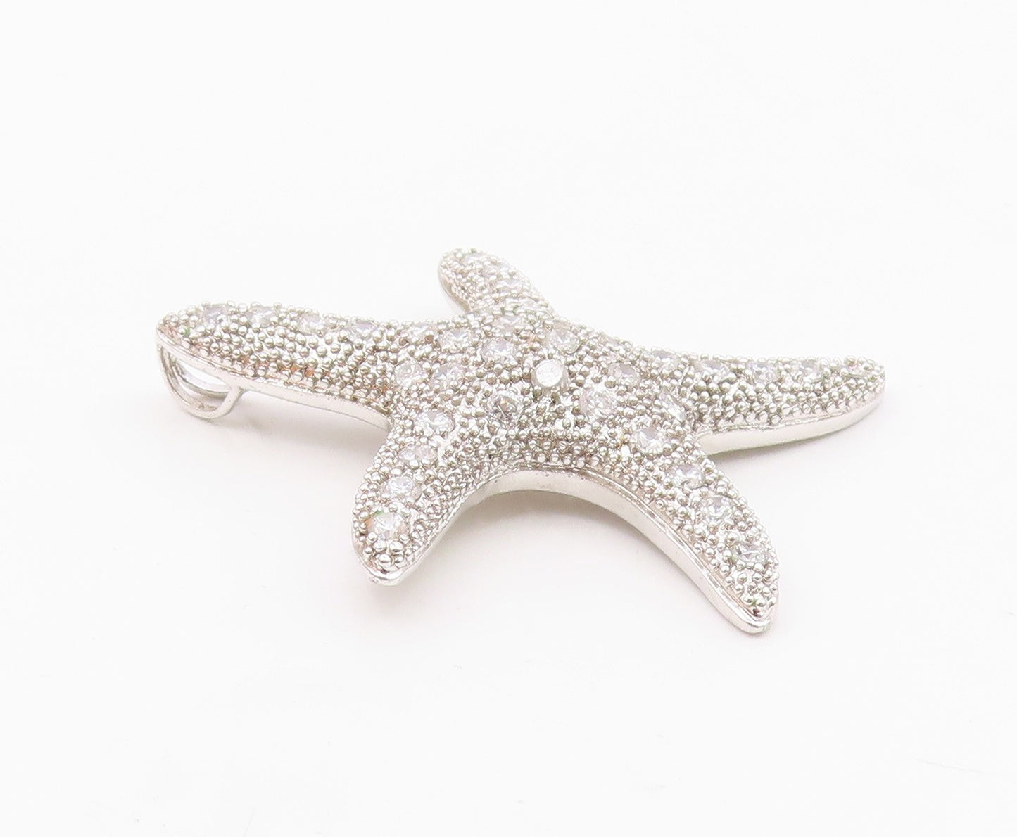 925 Sterling Silver  Vintage Cubic Zirconia Encrusted Starfish Pendant PT18062