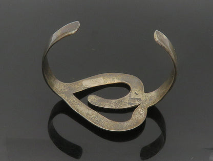 MEXICO 925 Sterling Silver  Vintage Dark Tone Open Design Cuff Bracelet BT1184