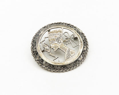 MIDDLE EAST 925 Silver  Vintage Egyptian Queen Nefertiti Brooch Pin  BP7564