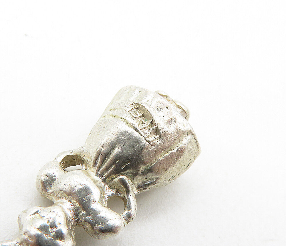 925 Sterling Silver  Vintage Petite Hollow Woman In Dress Drop Pendant  PT6862