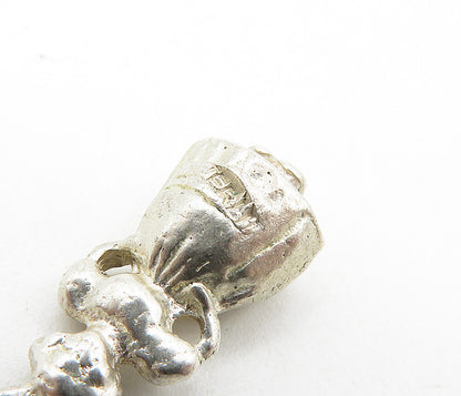 925 Sterling Silver  Vintage Petite Hollow Woman In Dress Drop Pendant  PT6862