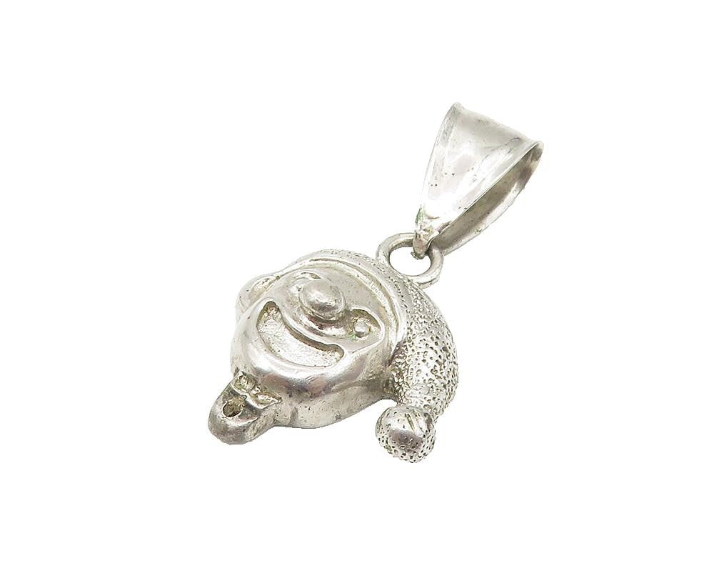 925 Sterling Silver  Vintage Shiny Clown Face Motif Drop Pendant  PT8750