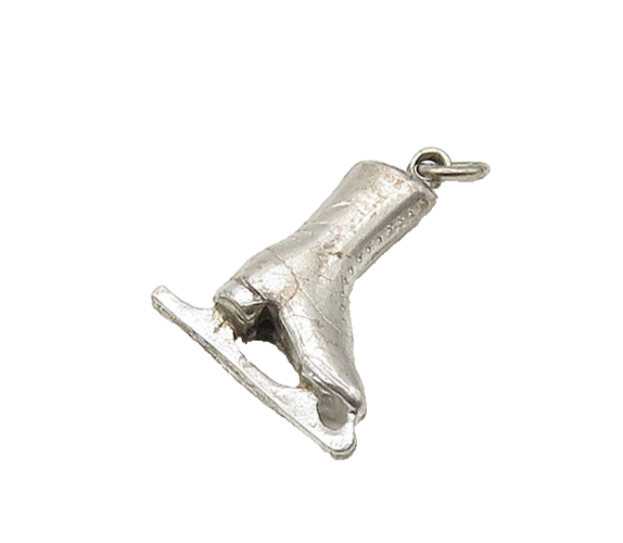 925 Sterling Silver  Vintage Petite Shiny Ice Skate Drop Pendant  PT17230