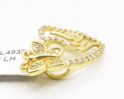 925 Sterling Silver  Rhinestone Gold Plated Mom Love Heart Pendant  PT9715
